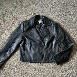 Tribal Vegan Black Leather Cropped Moto Jacket Blazer